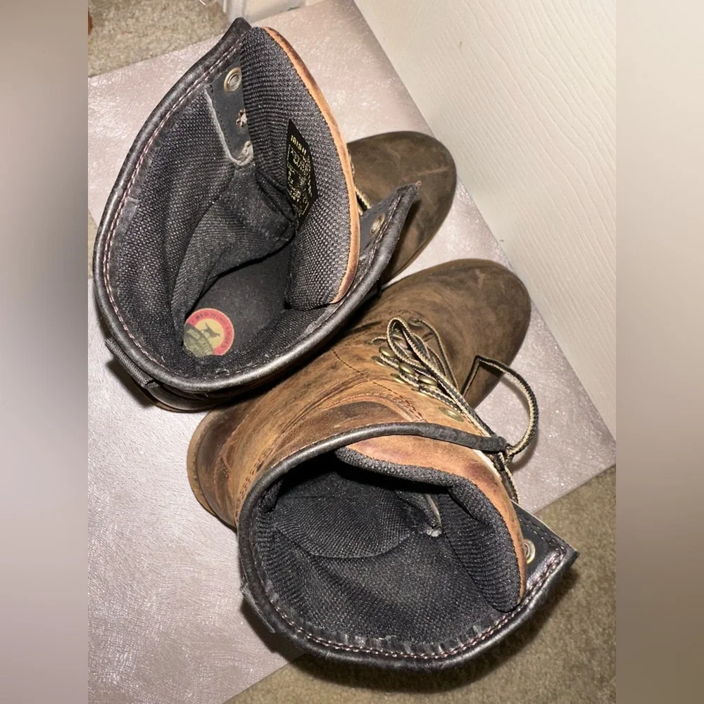 Red wing Irish Setter Brown Leather ultradry weatherproof safety toe Boots 8